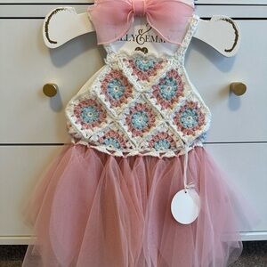 Crochet Top Pink Tulle Dress